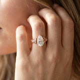 Rose gold Pear Cut Diamond Solitaire Ring with Filigree Band and Four-Prong Setting_15
