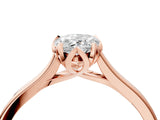 Rose gold Pear Cut Diamond Solitaire Ring with Flower Prong Setting and Classic Band_210
