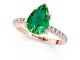 Rose gold Pear Cut Diamond Solitaire Ring with Four-Prong Setting and Pavé Band_1