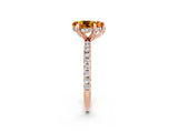 Rose gold Pear Cut Diamond Solitaire Ring with Four-Prong Setting and Pavé Band_14