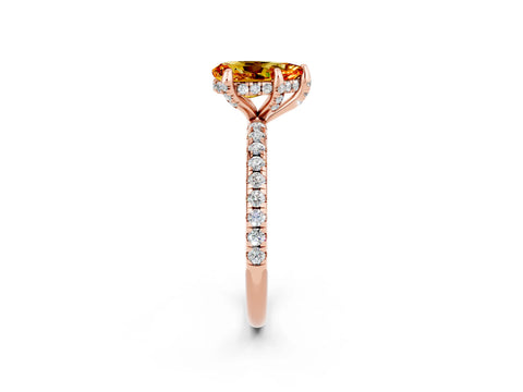 Rose gold Pear Cut Diamond Solitaire Ring with Four-Prong Setting and Pavé Band_14