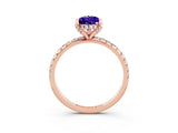 Rose gold Pear Cut Diamond Solitaire Ring with Four-Prong Setting and Pavé Band_15