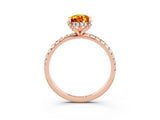 Rose gold Pear Cut Diamond Solitaire Ring with Four-Prong Setting and Pavé Band_15