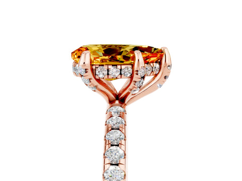 Rose gold Pear Cut Diamond Solitaire Ring with Four-Prong Setting and Pavé Band_17