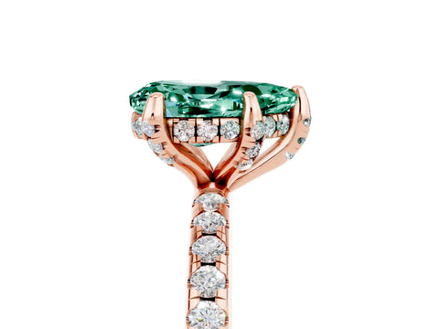 Rose gold Pear Cut Diamond Solitaire Ring with Four-Prong Setting and Pavé Band_17