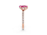 Rose gold Pear Cut Diamond Solitaire Ring with Four-Prong Setting and Pavé Band_2