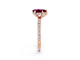 Rose gold Pear Cut Diamond Solitaire Ring with Four-Prong Setting and Pavé Band_2