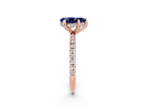 Rose gold Pear Cut Diamond Solitaire Ring with Four-Prong Setting and Pavé Band_2