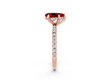 Rose gold Pear Cut Diamond Solitaire Ring with Four-Prong Setting and Pavé Band_2