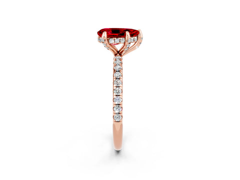 Rose gold Pear Cut Diamond Solitaire Ring with Four-Prong Setting and Pavé Band_2