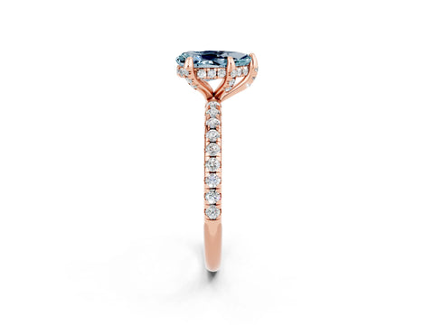 Rose gold Pear Cut Diamond Solitaire Ring with Four-Prong Setting and Pavé Band_2