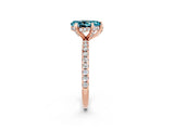 Rose gold Pear Cut Diamond Solitaire Ring with Four-Prong Setting and Pavé Band_2