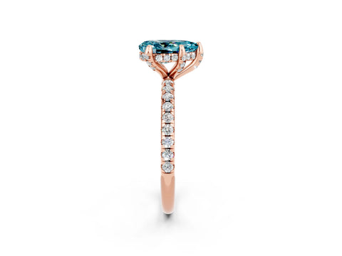 Rose gold Pear Cut Diamond Solitaire Ring with Four-Prong Setting and Pavé Band_2