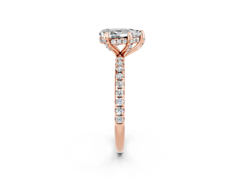 Rose gold Pear Cut Diamond Solitaire Ring with Four-Prong Setting and Pavé Band_2