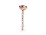 Rose gold Pear Cut Diamond Solitaire Ring with Four-Prong Setting and Pavé Band_2