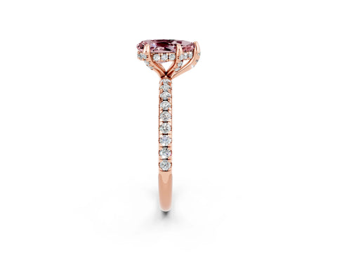 Rose gold Pear Cut Diamond Solitaire Ring with Four-Prong Setting and Pavé Band_2