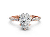 Rose gold Pear Cut Diamond Solitaire Ring with Four-Prong Setting and Pavé Band_3