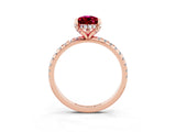 Rose gold Pear Cut Diamond Solitaire Ring with Four-Prong Setting and Pavé Band_3