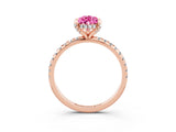Rose gold Pear Cut Diamond Solitaire Ring with Four-Prong Setting and Pavé Band_3
