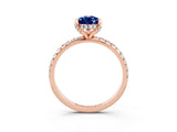 Rose gold Pear Cut Diamond Solitaire Ring with Four-Prong Setting and Pavé Band_3