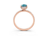 Rose gold Pear Cut Diamond Solitaire Ring with Four-Prong Setting and Pavé Band_3