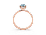 Rose gold Pear Cut Diamond Solitaire Ring with Four-Prong Setting and Pavé Band_3
