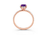 Rose gold Pear Cut Diamond Solitaire Ring with Four-Prong Setting and Pavé Band_3