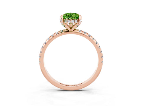 Rose gold Pear Cut Diamond Solitaire Ring with Four-Prong Setting and Pavé Band_3