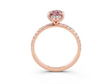 Rose gold Pear Cut Diamond Solitaire Ring with Four-Prong Setting and Pavé Band_3