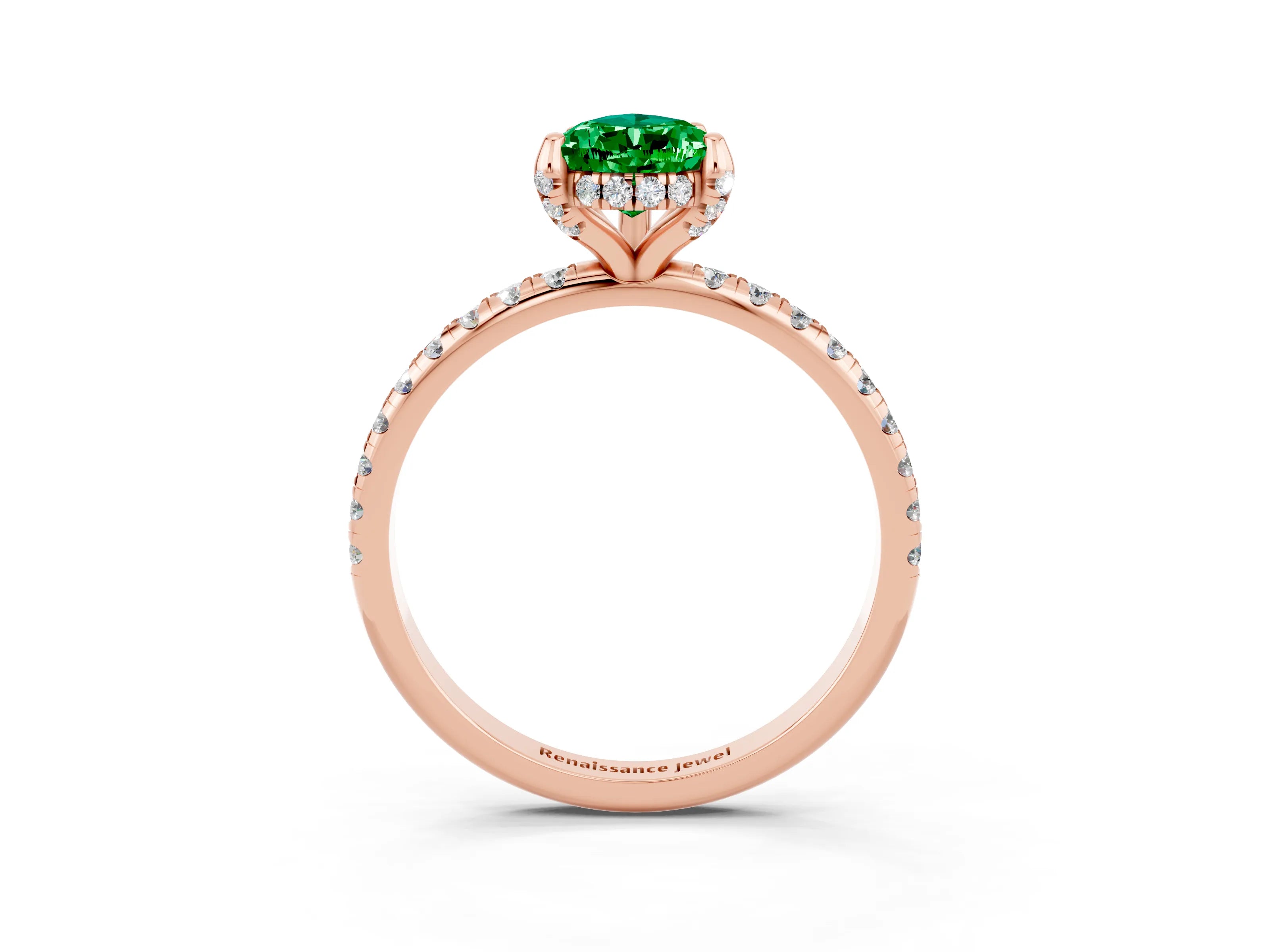 Rose gold Pear Cut Diamond Solitaire Ring with Four-Prong Setting and Pavé Band_3