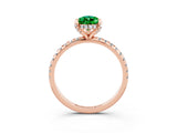 Rose gold Pear Cut Diamond Solitaire Ring with Four-Prong Setting and Pavé Band_3