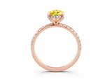 Rose gold Pear Cut Diamond Solitaire Ring with Four-Prong Setting and Pavé Band_3