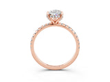 Rose gold Pear Cut Diamond Solitaire Ring with Four-Prong Setting and Pavé Band_3