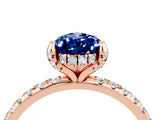 Rose gold Pear Cut Diamond Solitaire Ring with Four-Prong Setting and Pavé Band_4