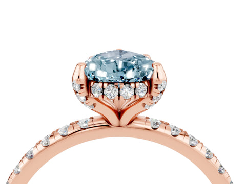 Rose gold Pear Cut Diamond Solitaire Ring with Four-Prong Setting and Pavé Band_4