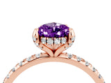 Rose gold Pear Cut Diamond Solitaire Ring with Four-Prong Setting and Pavé Band_4