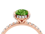 Rose gold Pear Cut Diamond Solitaire Ring with Four-Prong Setting and Pavé Band_4
