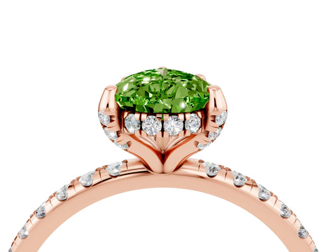 Rose gold Pear Cut Diamond Solitaire Ring with Four-Prong Setting and Pavé Band_4