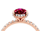 Rose gold Pear Cut Diamond Solitaire Ring with Four-Prong Setting and Pavé Band_4