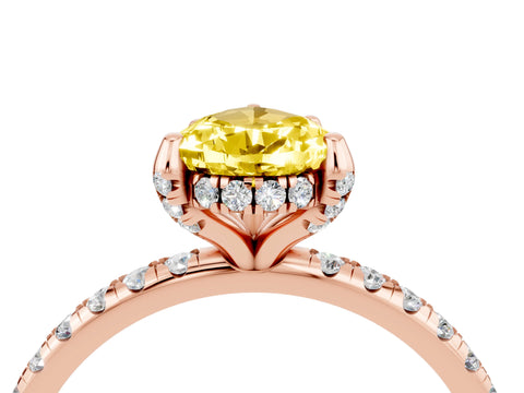 Rose gold Pear Cut Diamond Solitaire Ring with Four-Prong Setting and Pavé Band_4