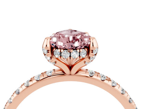 Rose gold Pear Cut Diamond Solitaire Ring with Four-Prong Setting and Pavé Band_4