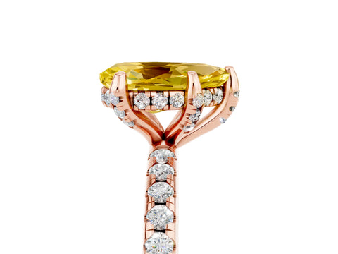 Rose gold Pear Cut Diamond Solitaire Ring with Four-Prong Setting and Pavé Band_5