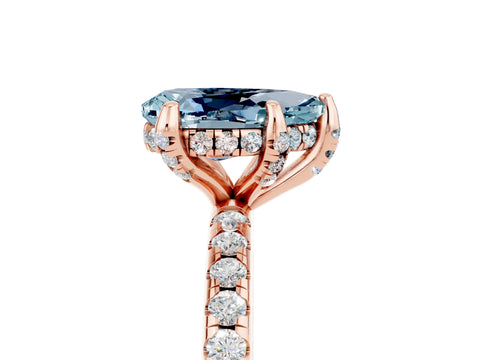 Rose gold Pear Cut Diamond Solitaire Ring with Four-Prong Setting and Pavé Band_5