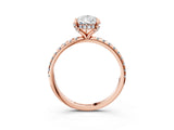 Rose gold Pear Cut Diamond Solitaire Ring with Four-Prong Setting and Pavé Band_6