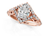 Rose gold Pear Cut Diamond Solitaire Ring with Hidden Halo and Pavé Band_28