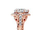 Rose gold Pear Cut Diamond Solitaire Ring with Hidden Halo and Pavé Band_32