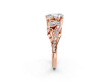 Rose gold Pear Cut Diamond Solitaire Ring with Milgrain Pavé Band and Four-Prong Setting_187