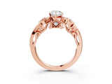 Rose gold Pear Cut Diamond Solitaire Ring with Milgrain Pavé Band and Four-Prong Setting_188