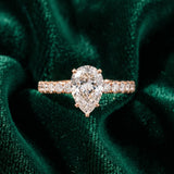 Rose gold Pear Cut Diamond Solitaire Ring with Pavé Accents and Four-Prong Setting_16