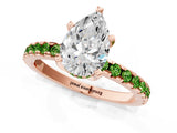 Rose gold Pear Cut Diamond Solitaire Ring with Pavé Band and Four-Prong Setting_1